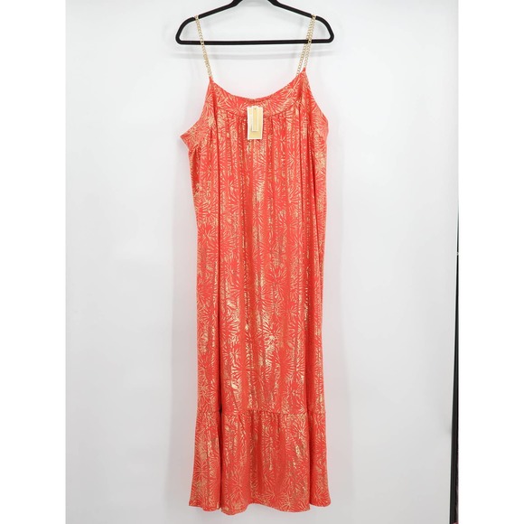 Michael Kors Sangria Maxi Dress Gold Chain Plus Size 2X NWT - Picture 2 of 9